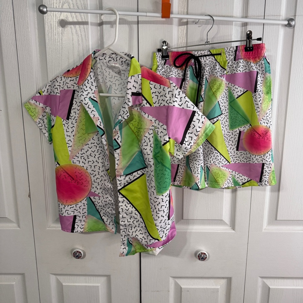 80s 90s retro pattern 2 piece‎ set size XL